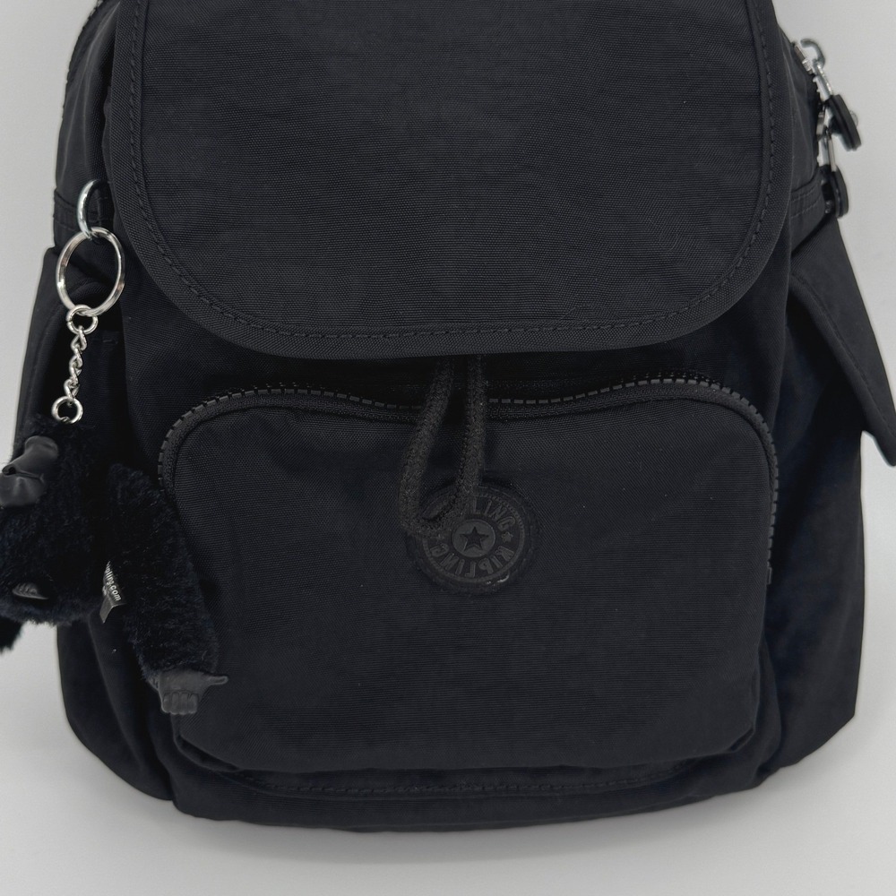 Kipling City Pack Small Backpack Black Nylon Monkey Keychain Travel School Bag - Picture 5 of 10